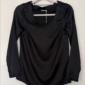 Intimissimi Black Seta Silk Scoop-Neck Long Sleeve Top